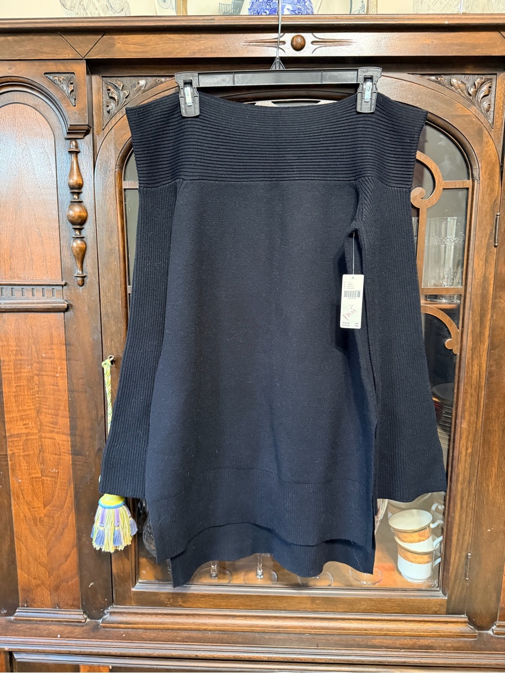 Anthropologie Black Off-the-Shoulder Sweater
